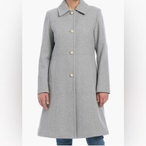Kate Spade New York Pearl Button Wool Blend Coat Heather Grey Size L